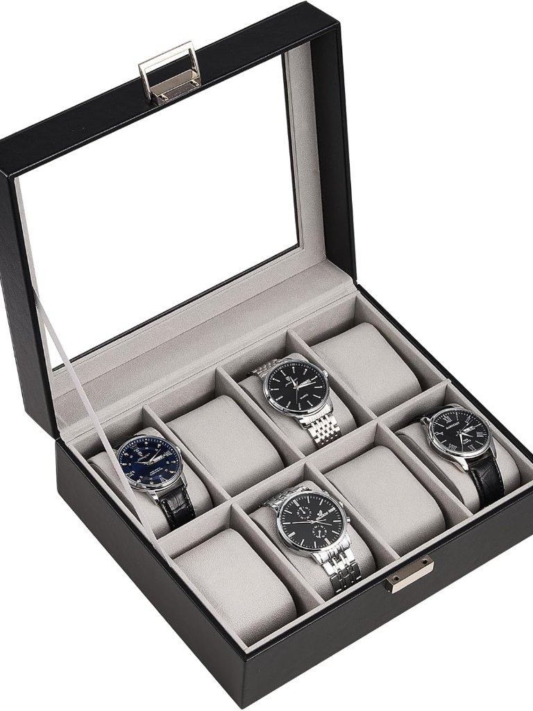 Watch Box 8 Slot Mens Watch Case Watch Storage Holder Organizer Watch Display